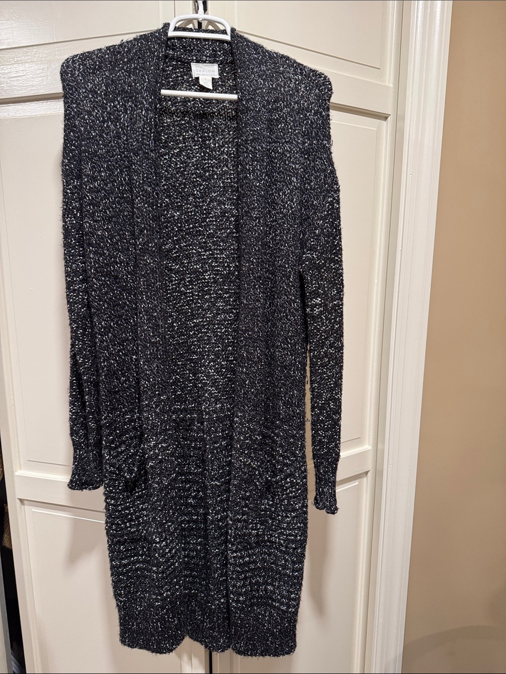 Caslon Black and SilverWhite Marled Open-Front Cardigan
